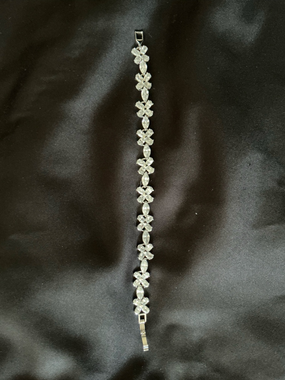 Silver Floral Crystal Tennis Bracelet - Sparkling Women’s Jewelry